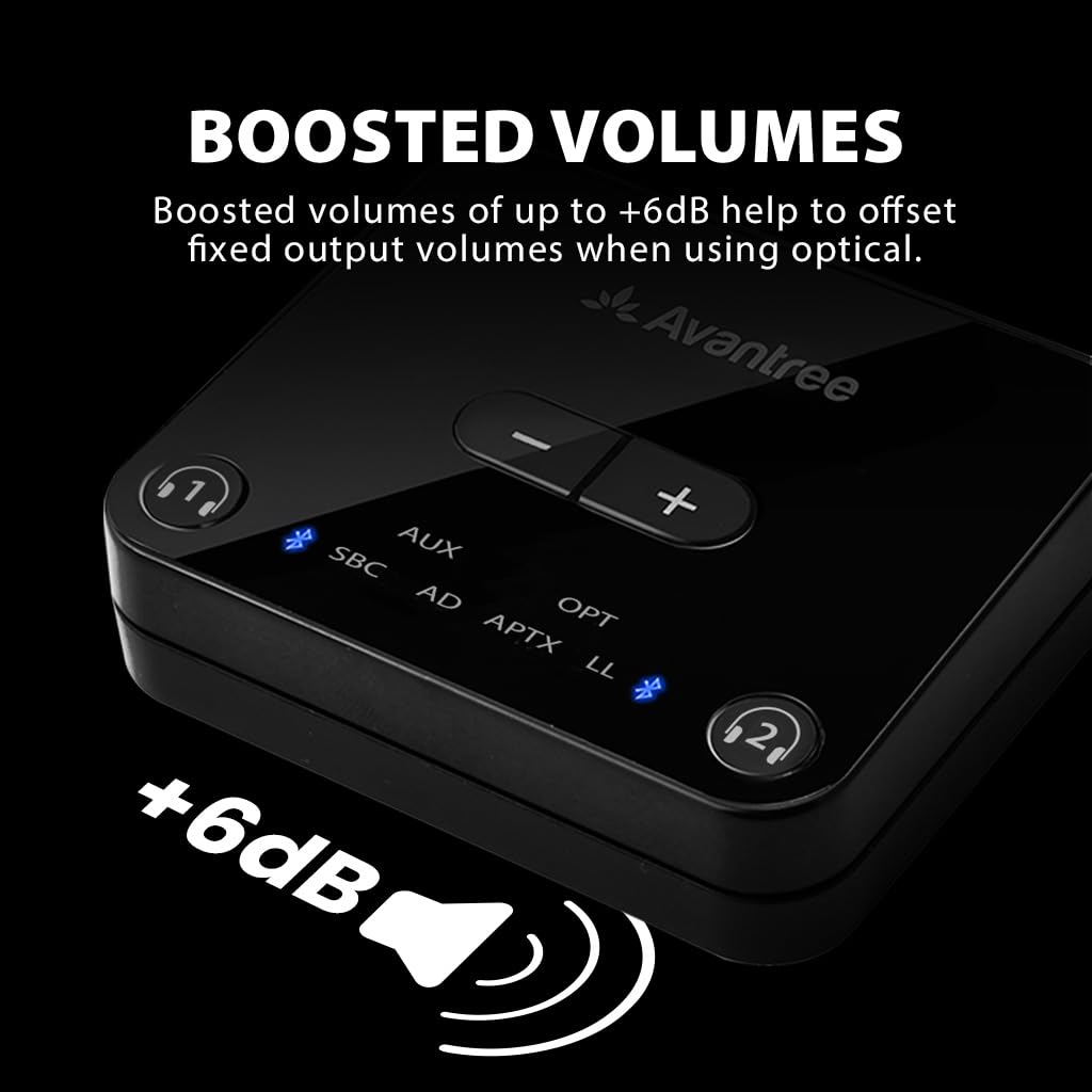 Avantree Audikast Plus   Bluetooth 5.3 Audio Transmitter For Tv, Boosted Optical Volumes, Aptx Low Latency & Adaptive, Qualcomm