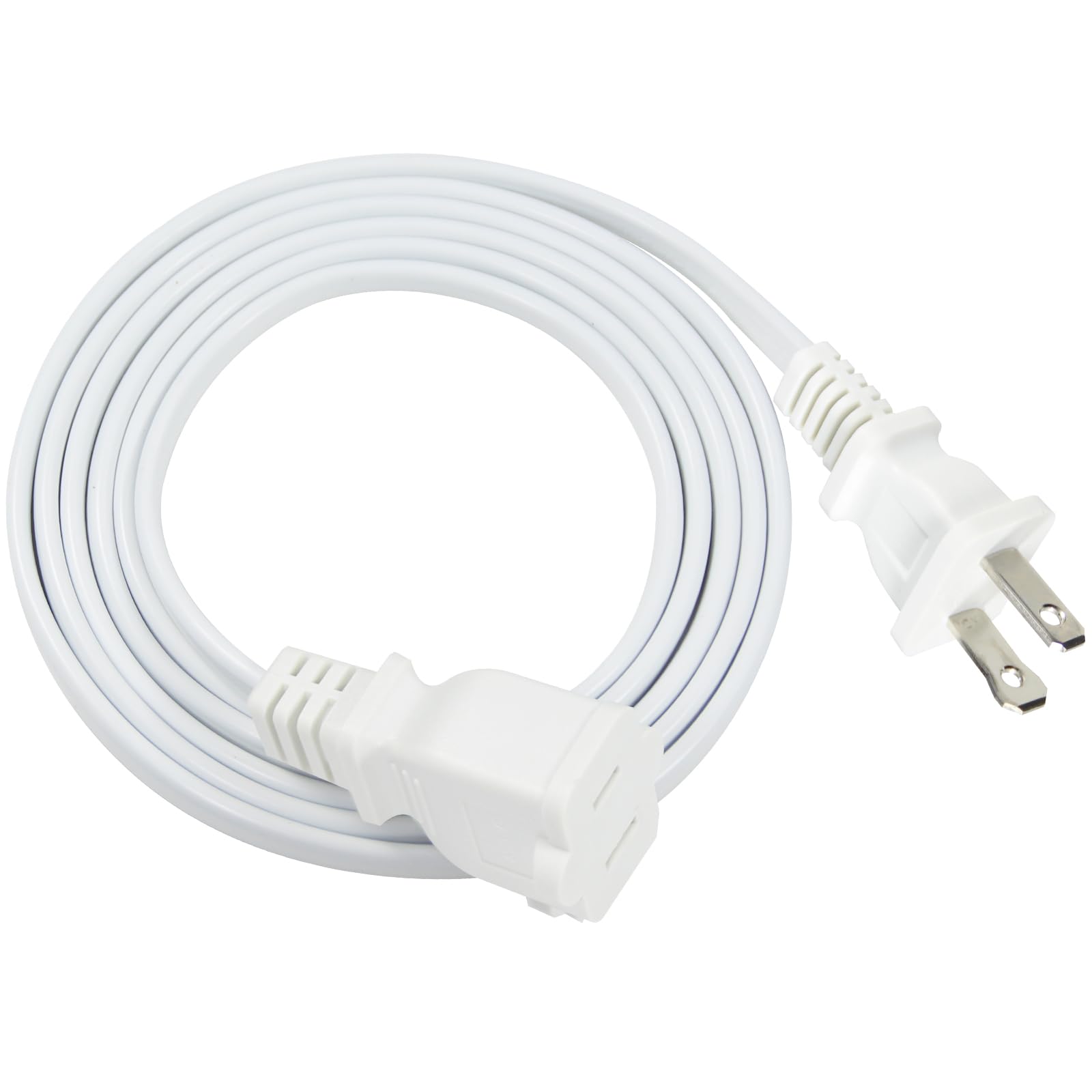 6Ft Polarized 2Prong Extension Cord   White Replacement Us Ac Two Prong Male To Female Short Low Profile Flat Appliance Extensio