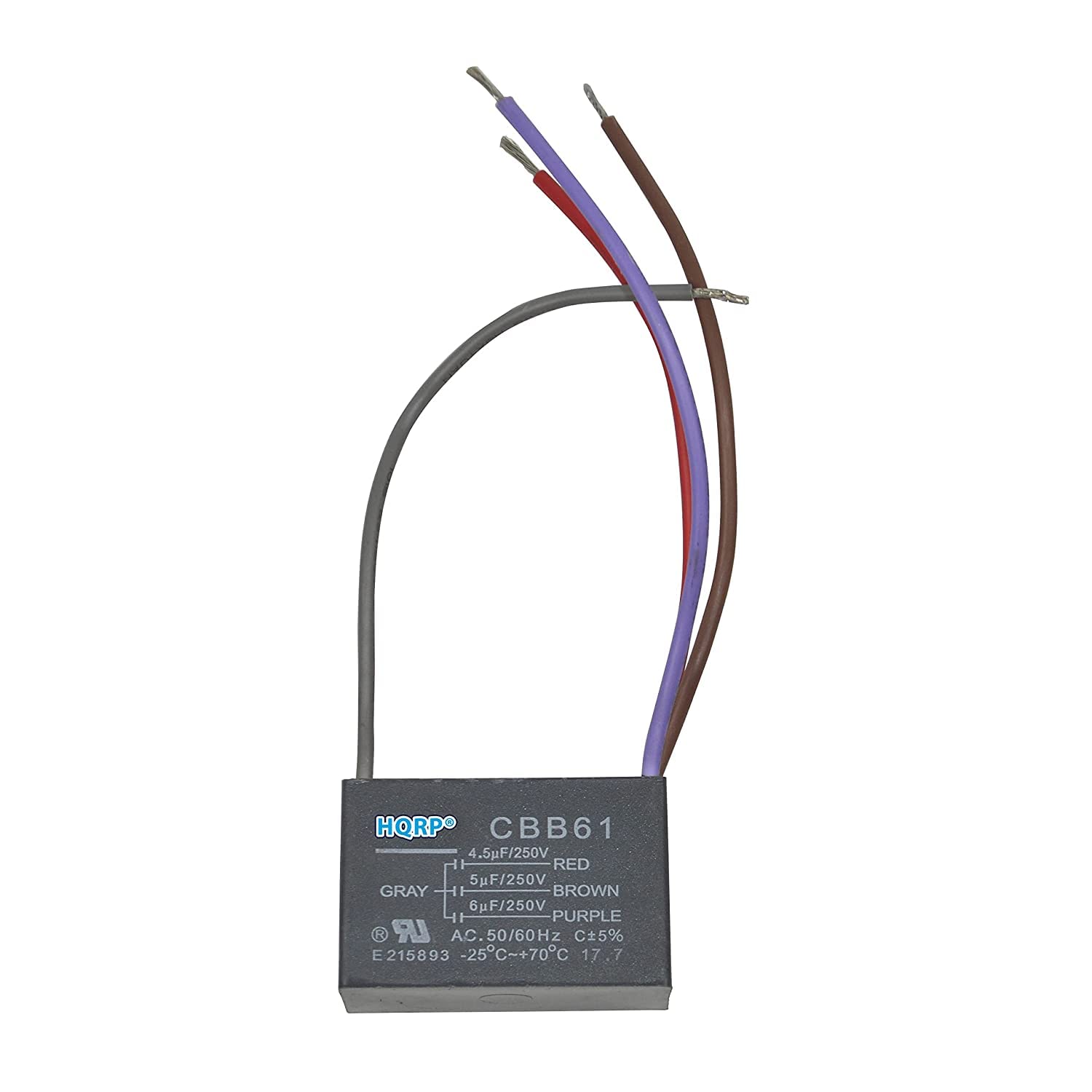Hqrp Capacitor Compatible With Hampton Bay Ceiling Fan 4.5Uf+5Uf+6Uf 4 Wire Cbb61