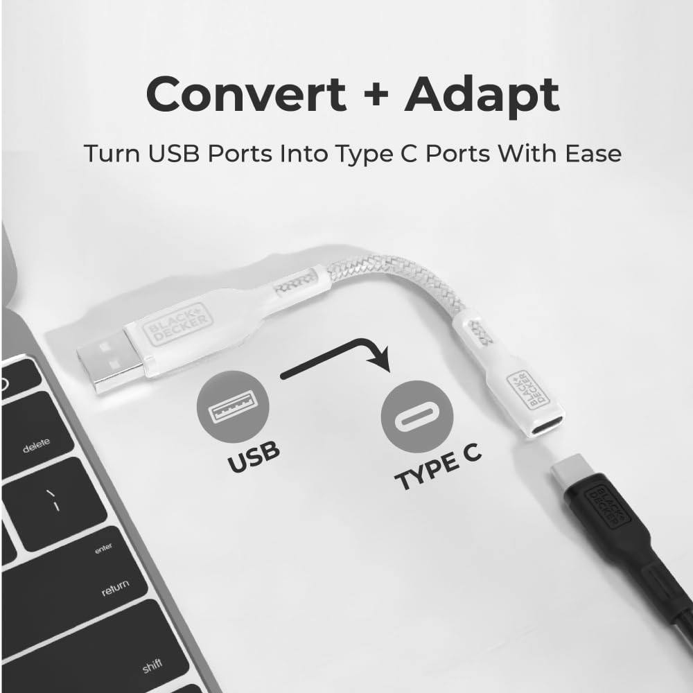 Black+Decker Usb C To Usb Adapter [2 Pack], Type C Female To Usba Male Otg Cable Usba To Usbc Adapter Apple Compatible With Macb