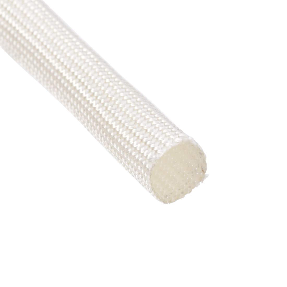 Uxcell Insulation Braid Sleeving, 9.8Ft 8Mm High Temp Fiberglass Sleeve White