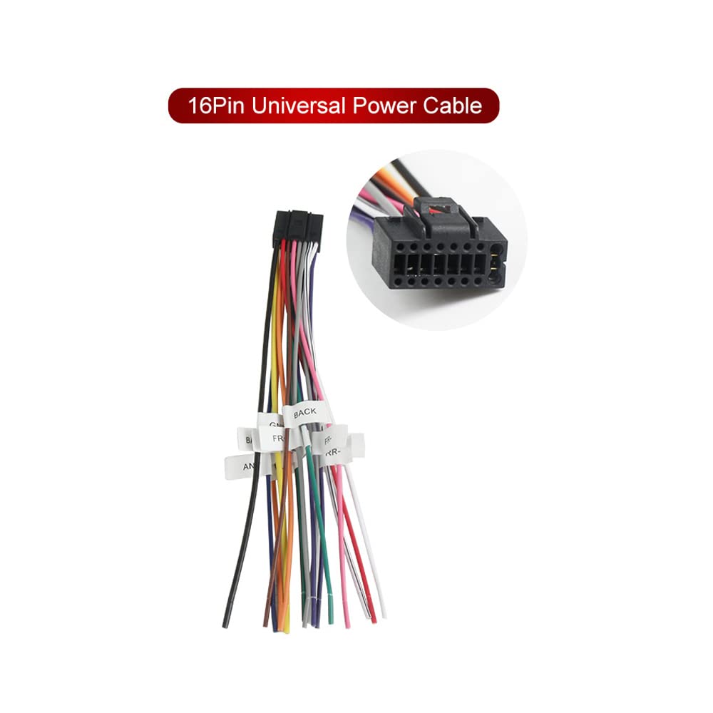 Bestycar 16Pin Android Car Radio Stereo Power On Harness Test Start Wire Cable For Aftermarket Android Radio Stereo With 16Pin Power Socket