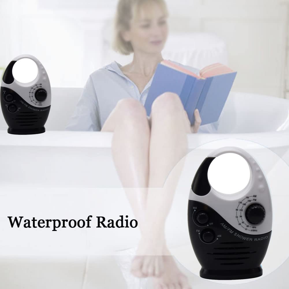 Shower Radio, Hanging Ipx4 Waterproof Shower Speaker Wireless Mini Portable Waterproof Battery Operated Shower Radio Speaker Am