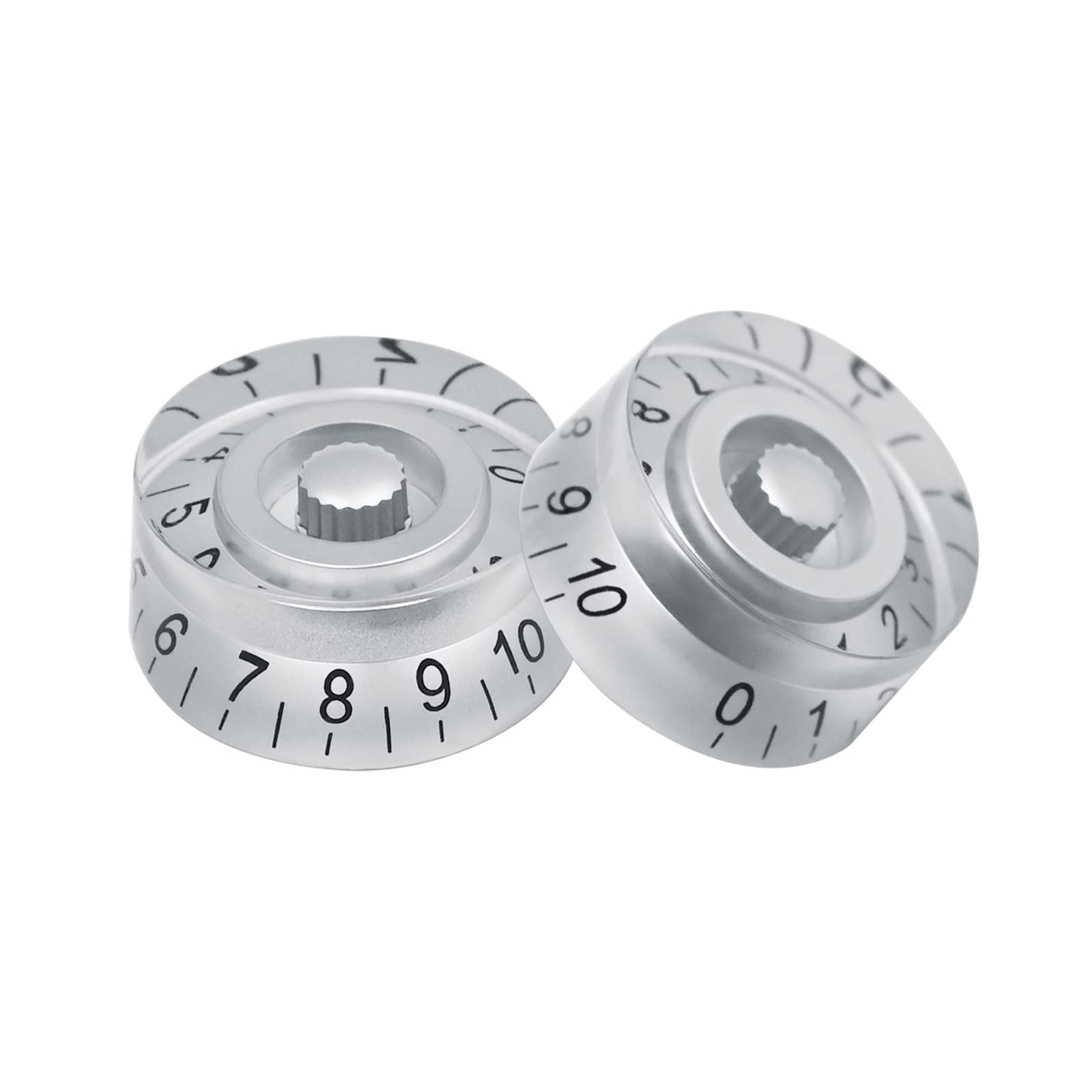 Micovay 4Pcs Volume Tone Speed Control Knobs Hat Shape For Les Paul Lp Style Bass Electric Guitar Parts, Transparent Silver With