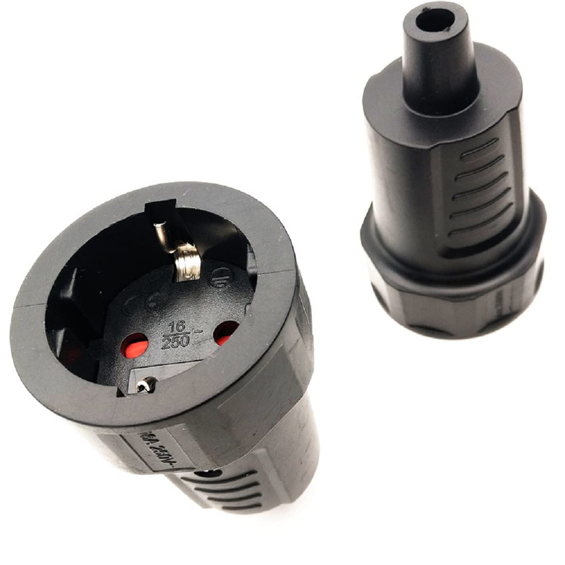 Toptekits Black Eu Schuko French Korea 4.8Mm Pin Diy Rewireable Female Socket Adapter,Schuko France Germany Eu 4.8Mm Pin Female