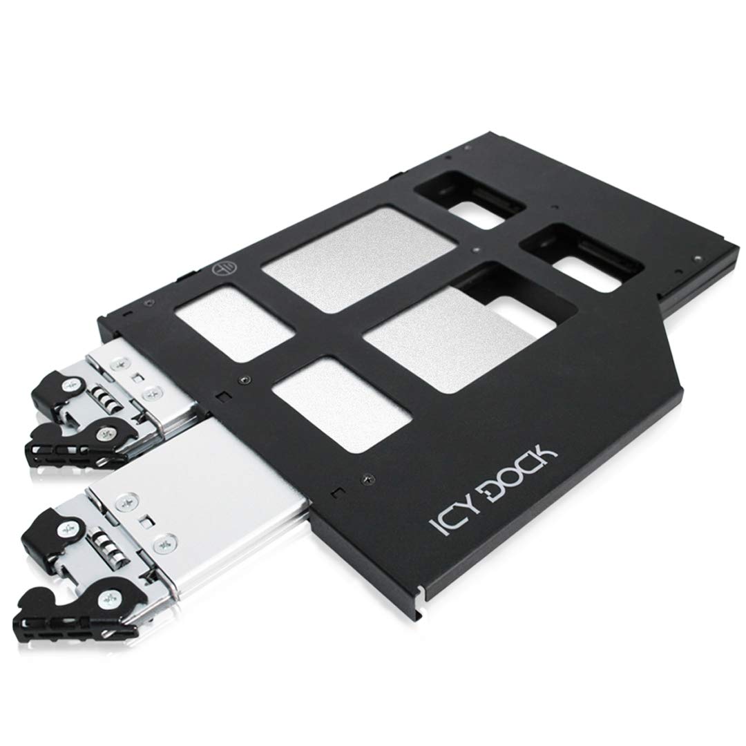 Icy Dock ToughArmor MB852M2PO-B Caddy Rack Mobile, 2X SSD NVMe M.2 Drive Adapter for Odd Ultra Slim (9.5mm) CD/DVD Drive Bay wit