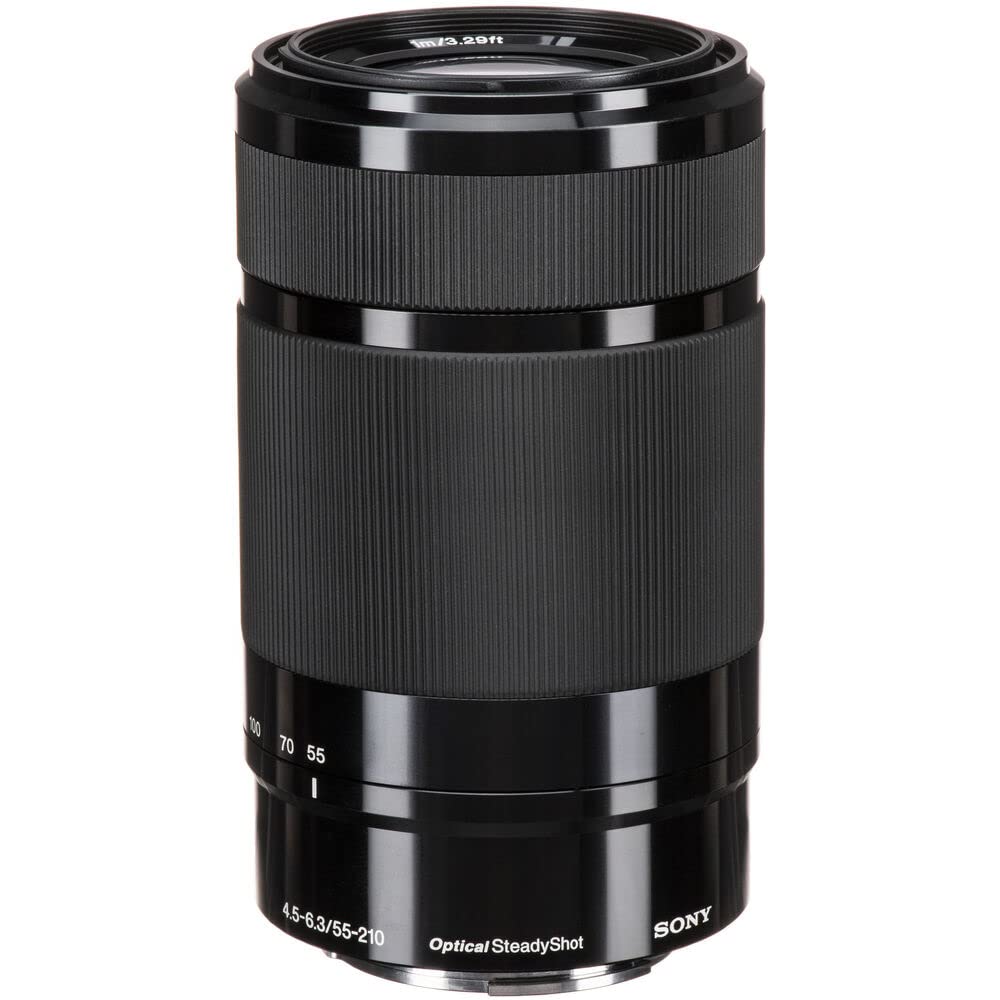 Sony E 55-210Mm F/4.5-6.3 Oss Lens (Black) + 3 Piece Filter Kit + Backpack + 64Gb Memory Card + Flexible Tripod + Memory Card Wa