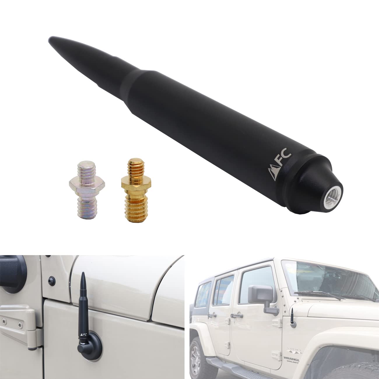 5.7'' Black Antenna Heavy Gauge Billet Aluminum Aerial Replacement Compatible With For Jeep Wrangler Jk Jl Tj Gladiator Jt 1997 