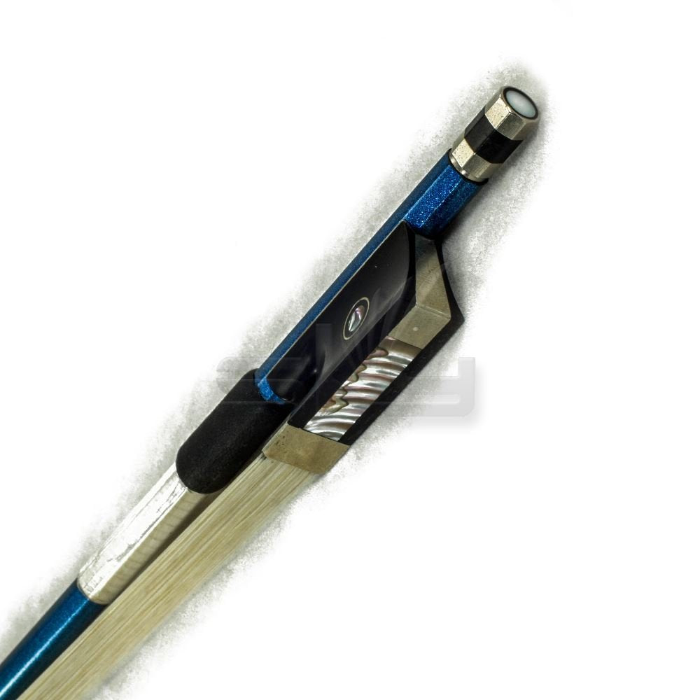 Paititi 4/4 Violin Bow Satin Carbon Fiber Round Stick Mongolian Horsehair Silver Wrap With Double Eye Fully Line Abalone Inlay B
