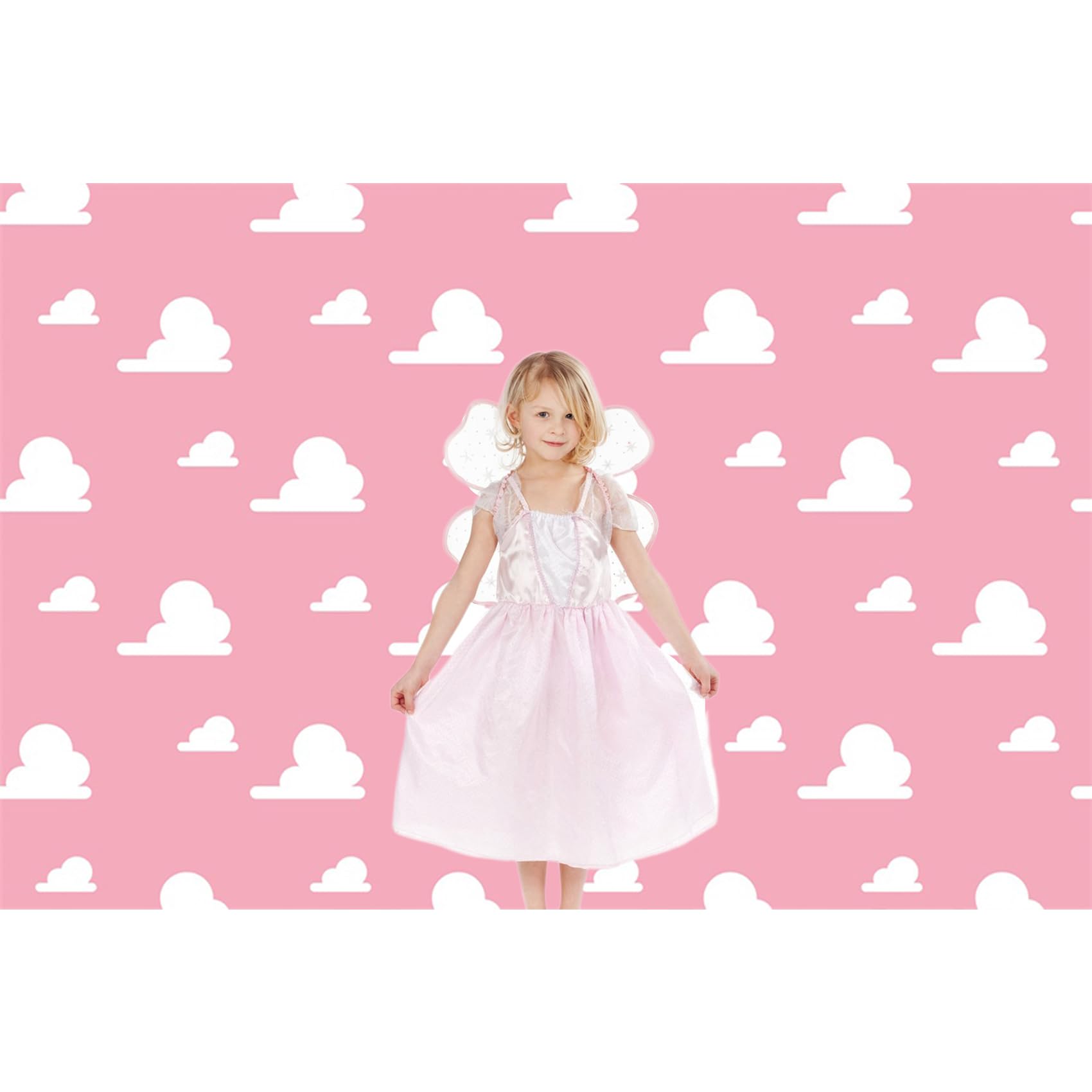 Baocicco 7X5Ft Cartoon Baby Shower White Clouds Pink Backdrop Photography Background Birthday Party Baby Kids Boys Photo Portrai