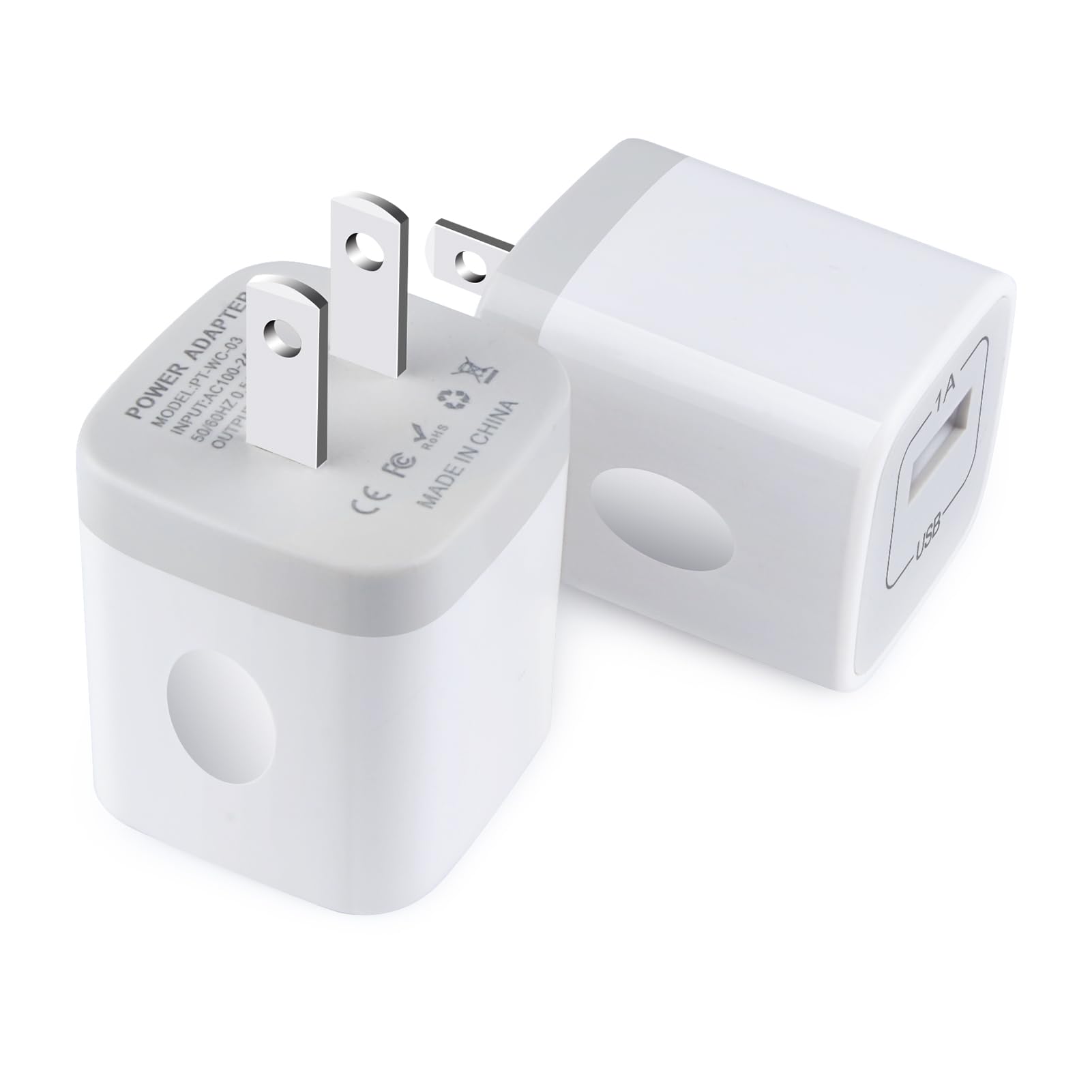 USB Charger Block,5V-1A Wall Charger Power Adapter,2 Pack USB Power Brick Charging Box Cube Compatible with iPhone 16e/16/15/14/