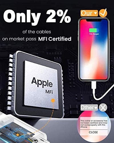 4 Pack [Apple Mfi Certified] Apple Charging Cables 1Ft, Iphone Chargers Lightning Cable 1 Foot, Fast Iphone Charging Cord For Iphone 14/14Pro/13/13Pro/12/11/11Pro/11Max/ X/Xs/Xr/Xs Max/8, Ipad(White)