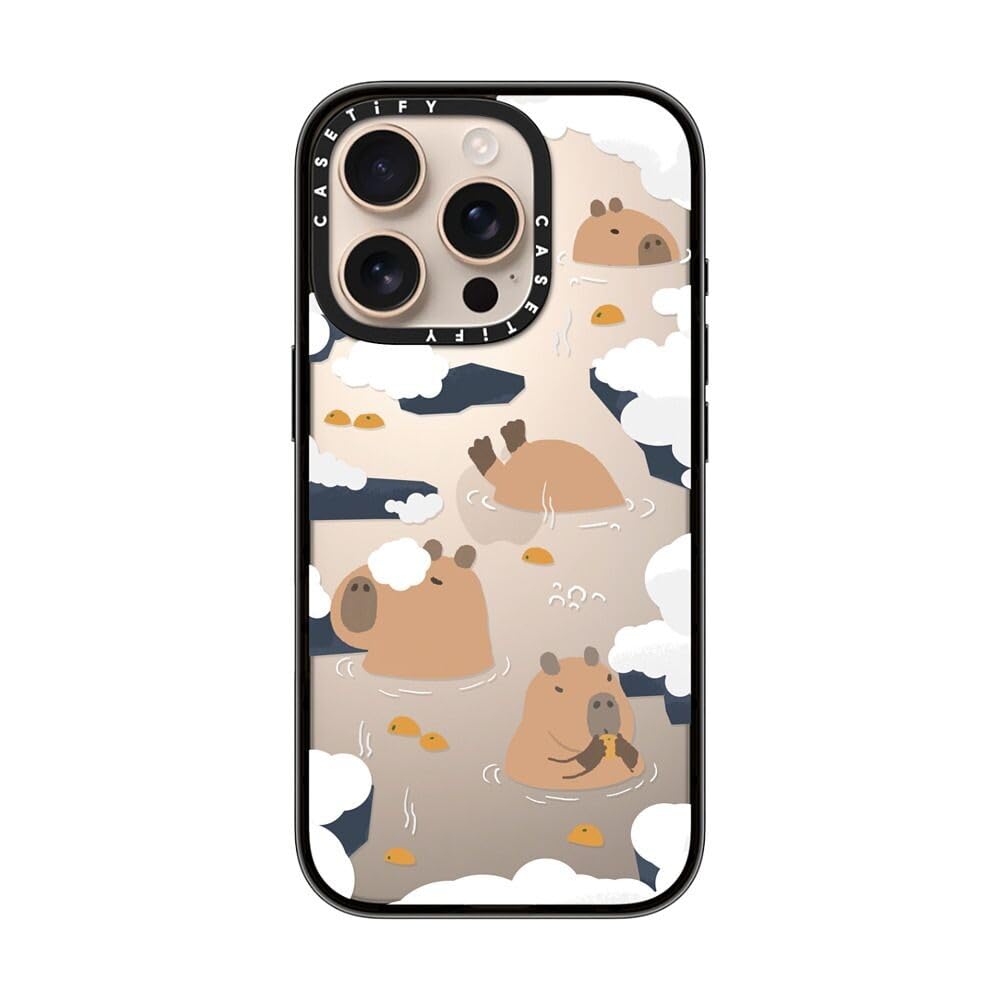 Casetify Compact Case For Iphone 16 Pro [Lightweight / 4 Ft. 2X Military Grade Drop Protection/Slim]   Floating Capybara   Clear