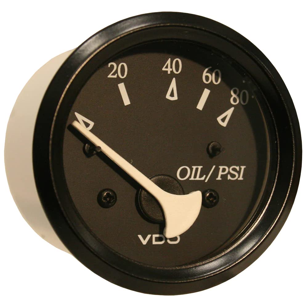 Vdo 350-11800 Cockpit Marine 80Psi Oil Pressure Gauge Use With Marine 240-33 Ohm Sender 12V - Black,WBAUVB01DFSJNHO