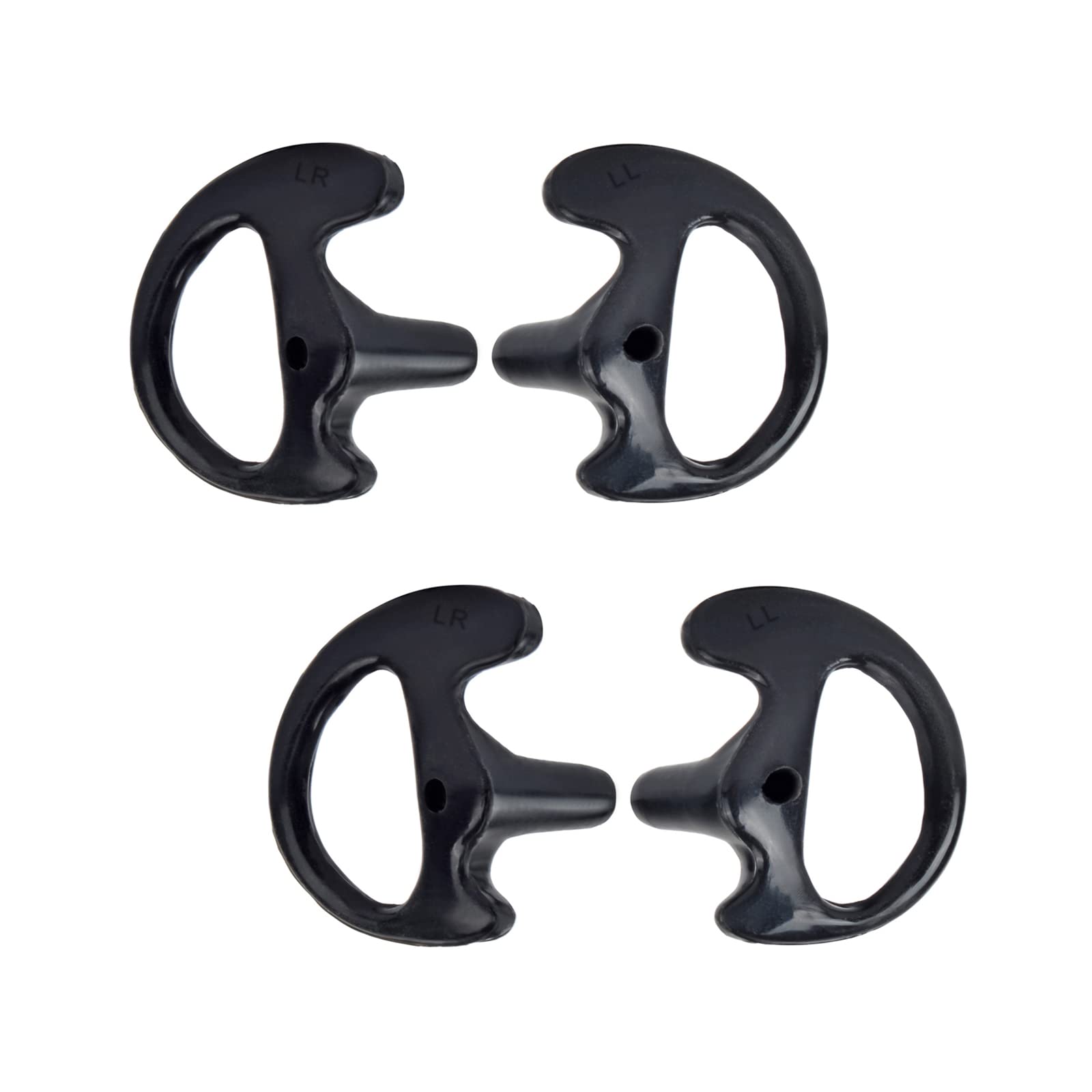 HYS Black Soft Larger Earmold Replacement Ear Pieces Flexible Open Ear Insert Ear Buds for Walkie Talkie Radio Transparent Air A