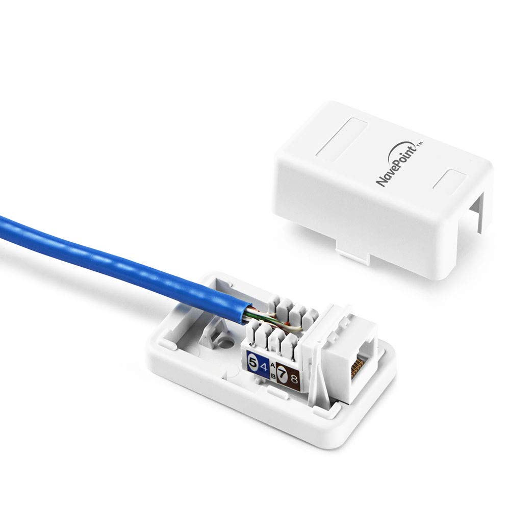 Navepoint Keystone Jack Surface Mount Box 1 Port White, 10 Pack