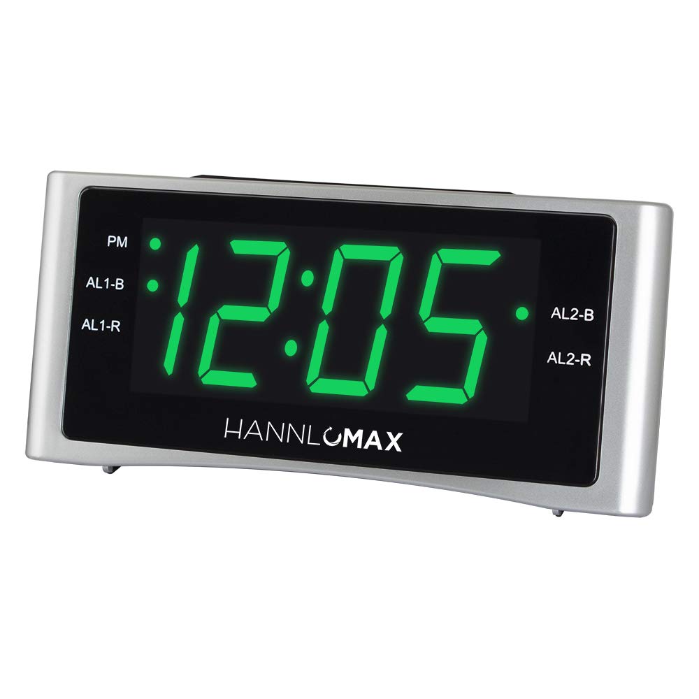 Hannlomax Hx 148Cr Alarm Clock Radio, Pll Fm Radio, Dual Alarm, 1.4'' Green Led Display, Usb Port For 2.1A Charging, Ac Power On
