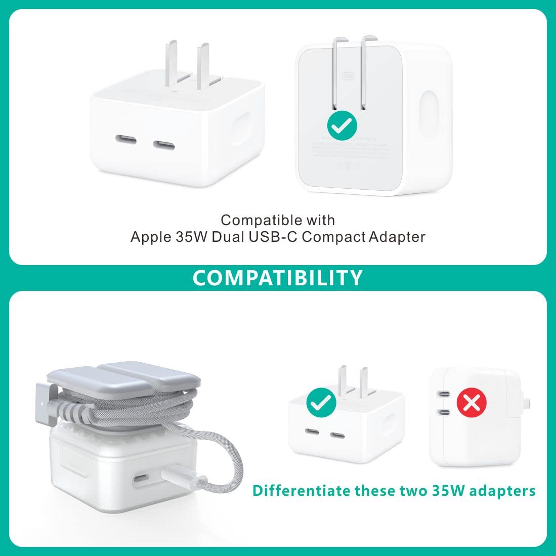 Tatofy Case For Apple 35W Charger, 35W Dual Usb C Adapter, Macbook Ipad Charger Case, Travel Cord Organizer, Apple Accessories (