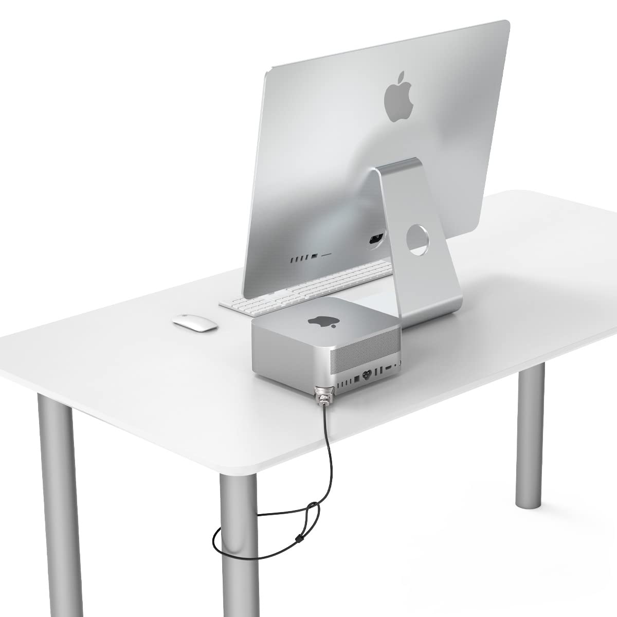 Compulocks Mac Studio Ledge Lock Adapter With Keyed Cable Lock Silver