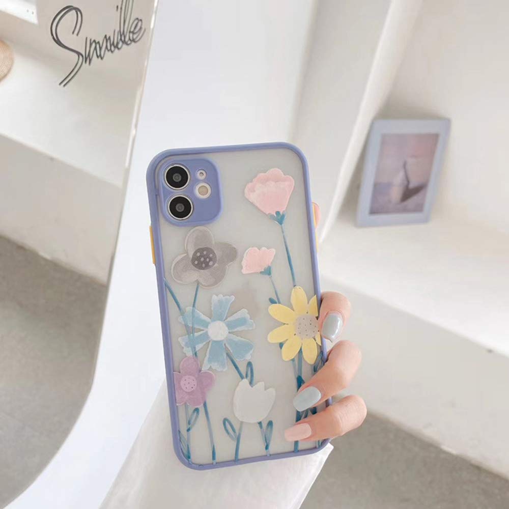 Ownest Compatible For Iphone 11 Pro Max Case For Clear Frosted Pc Back 3D Floral Girls Woman And Soft Tpu Bumper Protective Sili