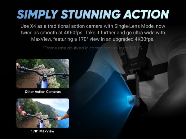 Insta360 X4 8K 360 Waterproof Action Camera, 8K 360, Stabilization, Touch Screen, Ai Editing, Live Streaming, Webcam, Voice Cont