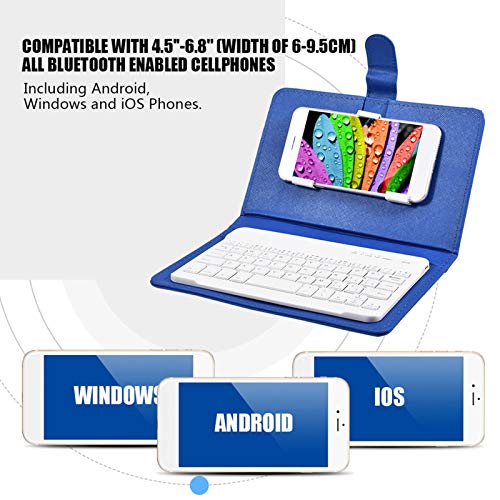 Sanpyl Bluetooth Keyboard For Phone, Mini Portable Bluetooth Keyboard With Flip Protective Cover Foldable Keyboard Case, Suitable For 4.5' 6.8' Smartphone Mobile Phone(Blue)