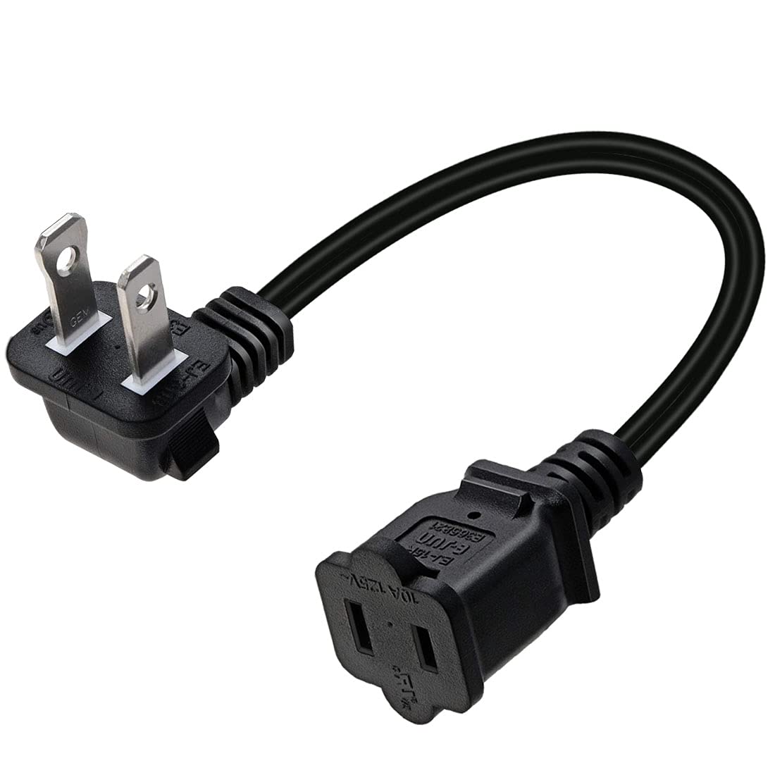 Toptekits 2 Pack 90 Degree Polarized Usa Outlet Saver Power Extension Cord Cable 125V 10A 2 Prong 2 Outlets For Nema 5 15P To Ne
