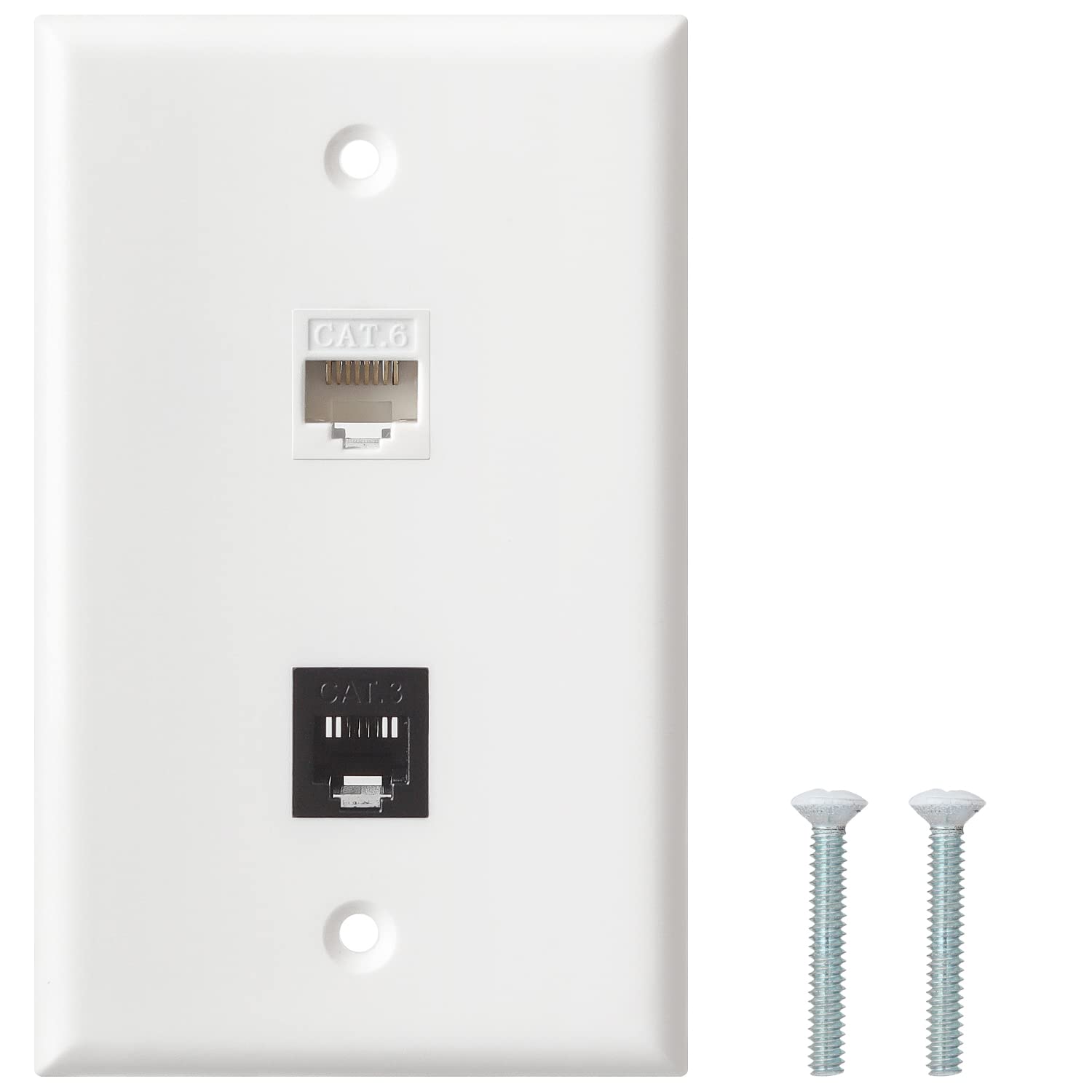 Ethernet Phone Wall Plate   1 Port Cat6 Keystone Female To Female, 1 Port Rj11/Rj12 Cat3 Keystone Female To Female Wall Plate  