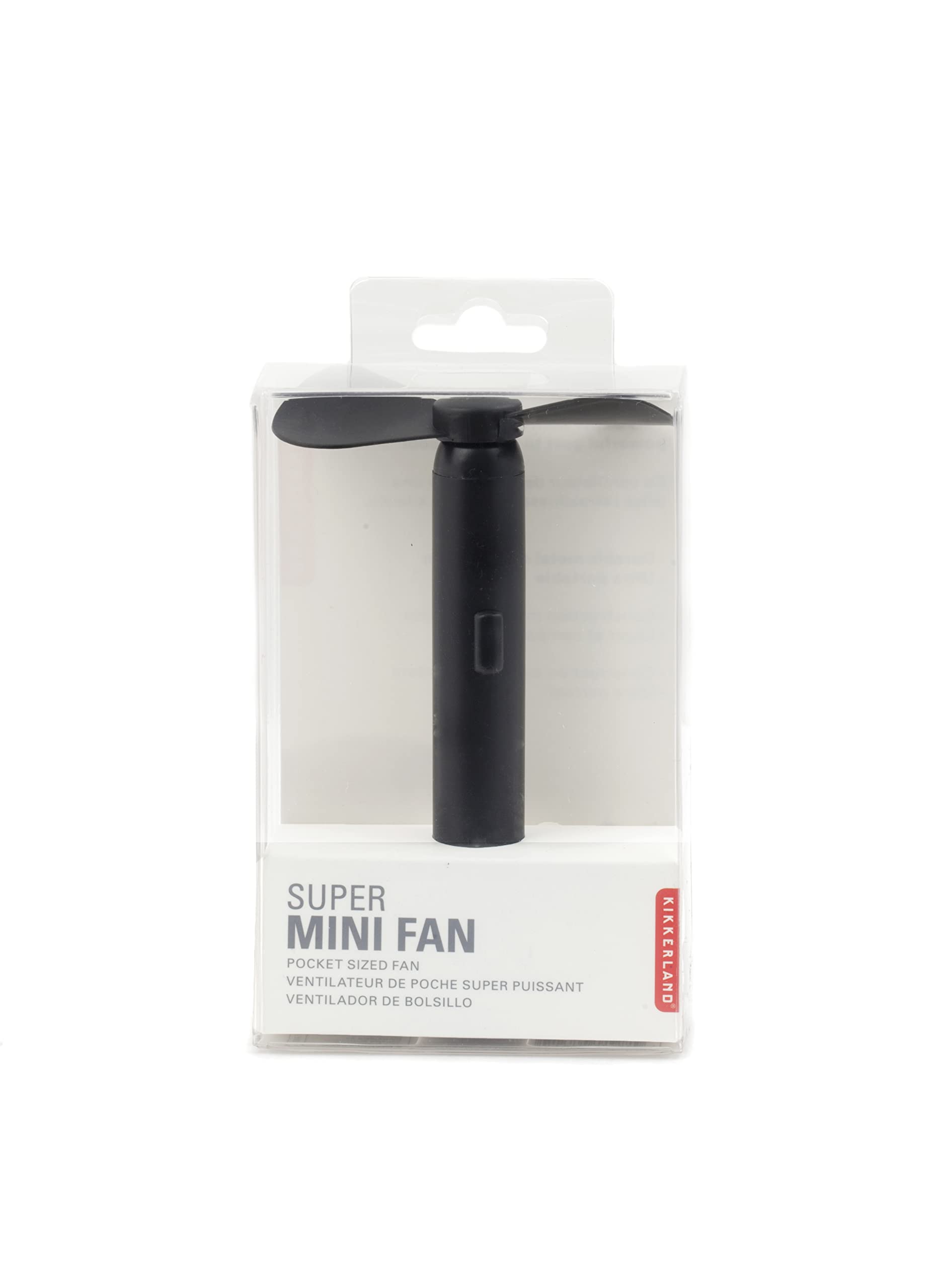 Kikkerland Handheld The Super Mini Compact Portable Brass Metal Pocket Sized Small Fan, Battery Operated (Aaa), In Blue/Black/Re