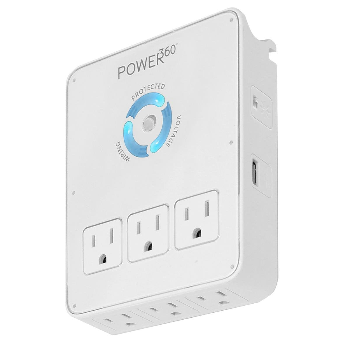 Panamax P360 Dock 6-Outlet Wall Tap/Charging Station, White, 6.8 X 2.9 X 5