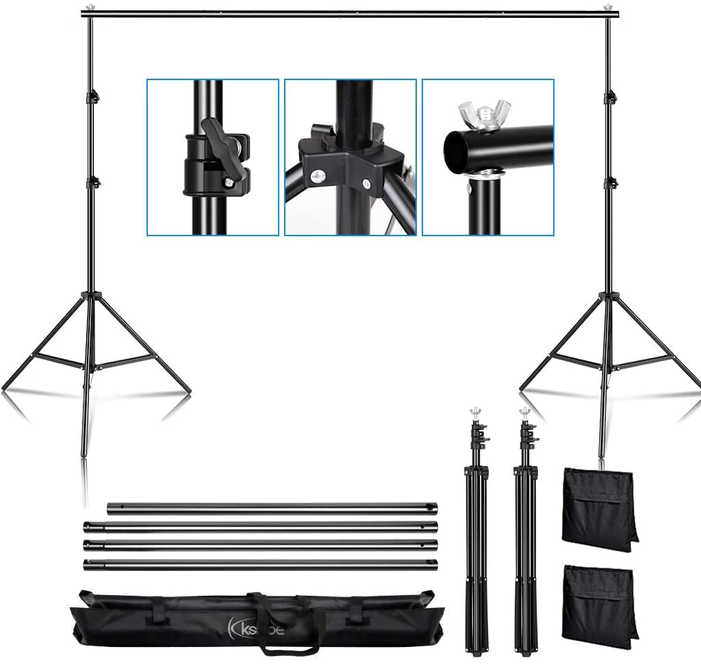 Kshioe Backdrop Stand 2X3M/6.5X9.8Ft Photo Video Studio Adjustable Background Support System Stand With Carry Bag