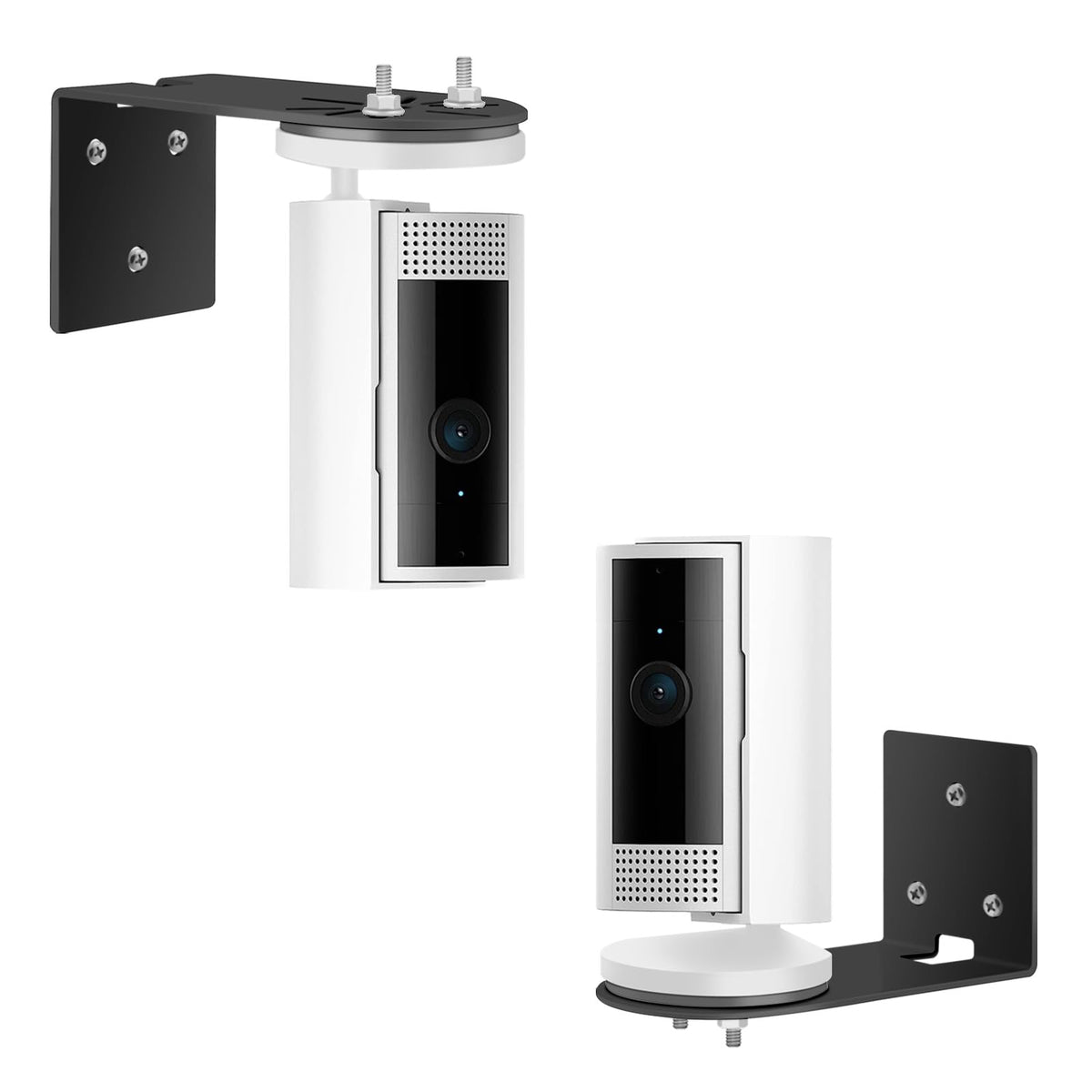 Adhesive Wall Mount For Ring Indoor Cam (2Nd Gen And 1St Gen) - Metal Camera Holder, Two Installation Ways With Strong Adhesive Tape Or Screws (2Pack,Black)