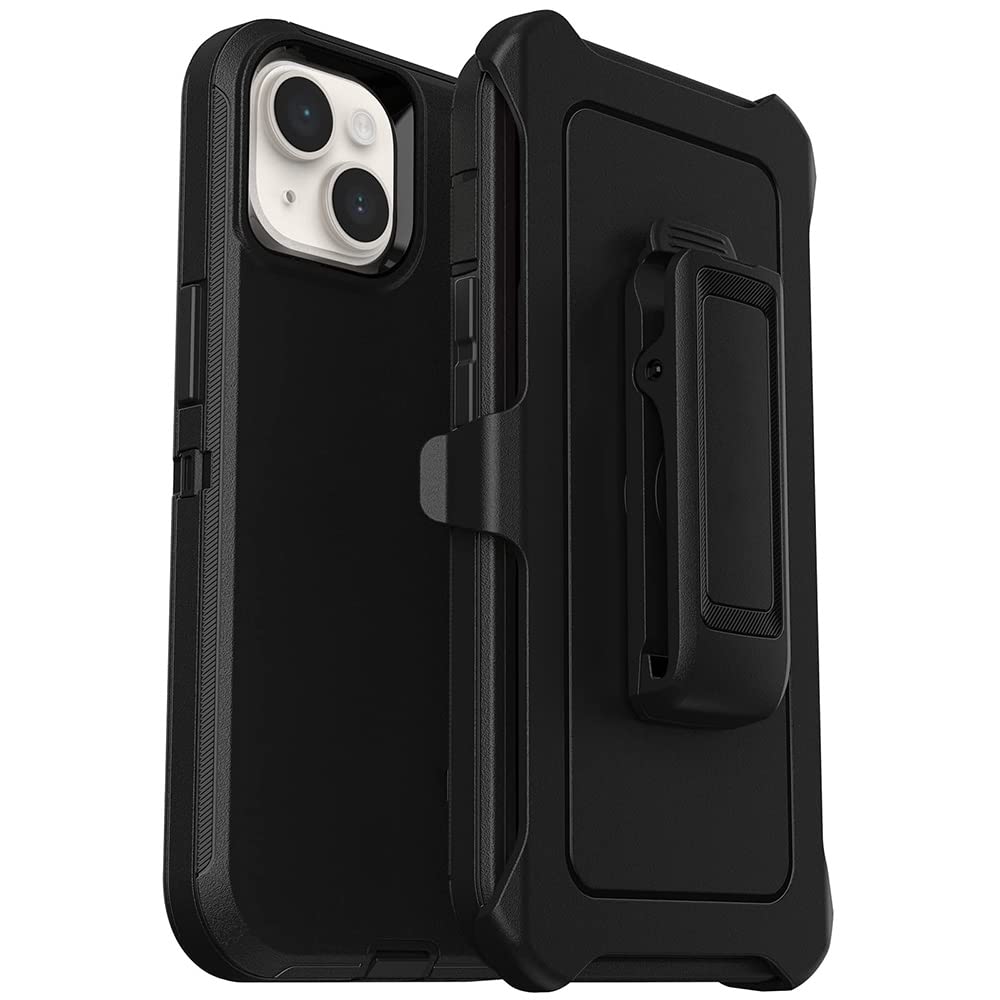 Iphone 15, Iphone 14, And Iphone 13 Defender Case - Black, Rugged & Durable, Includes Holster Clip Kickstand