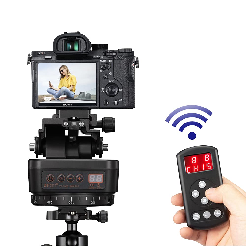 Mcoplus YT-1000 Remote Control Pan Tilt Head, Automatic Motorized Rotating Panoramic Head for Smartphones/DSLR Cameras/Action Cameras (Limited Weight Under 1kg)