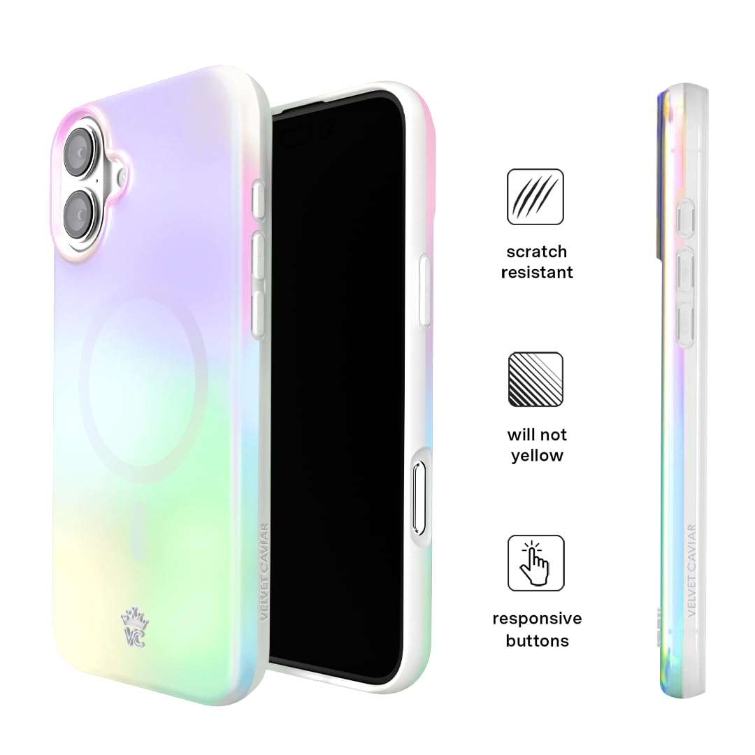 Velvet Caviar For Iphone 16 Case Ombre [8Ft Drop Tested] Compatible With Magsafe   Cute Protective Phone Cases (Iridescent White