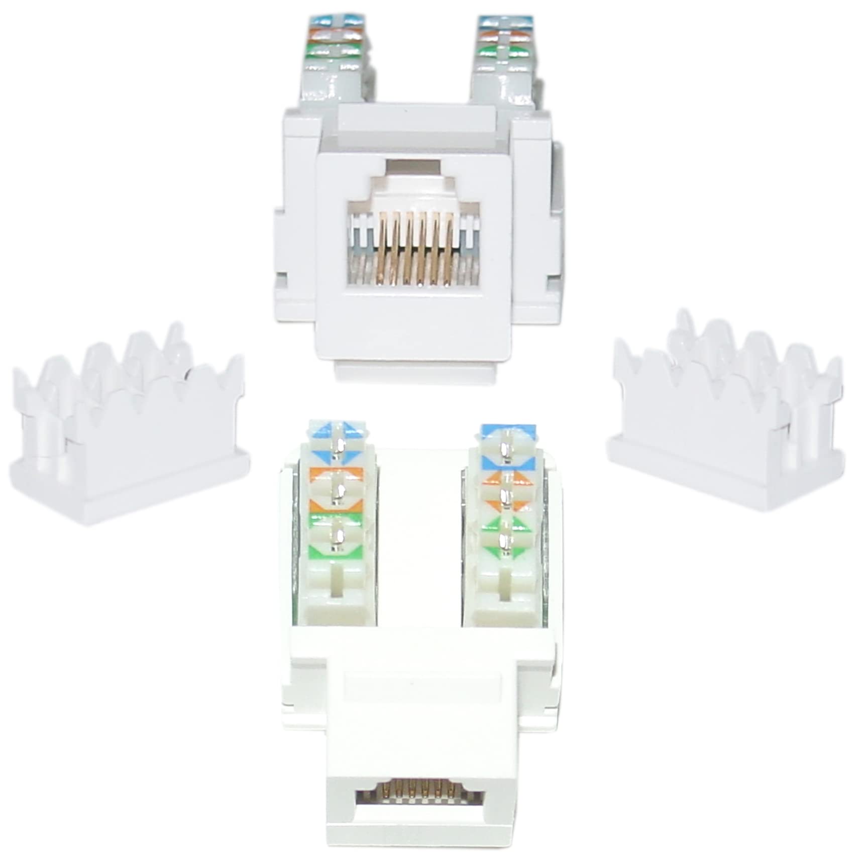 Cablewholesale Rj12 Keystone Insert, White, Phone/Data Jack, Rj11/Rj12 Female To 110 Type Punch Down, Rj11/Rj12 Keystone Phone J