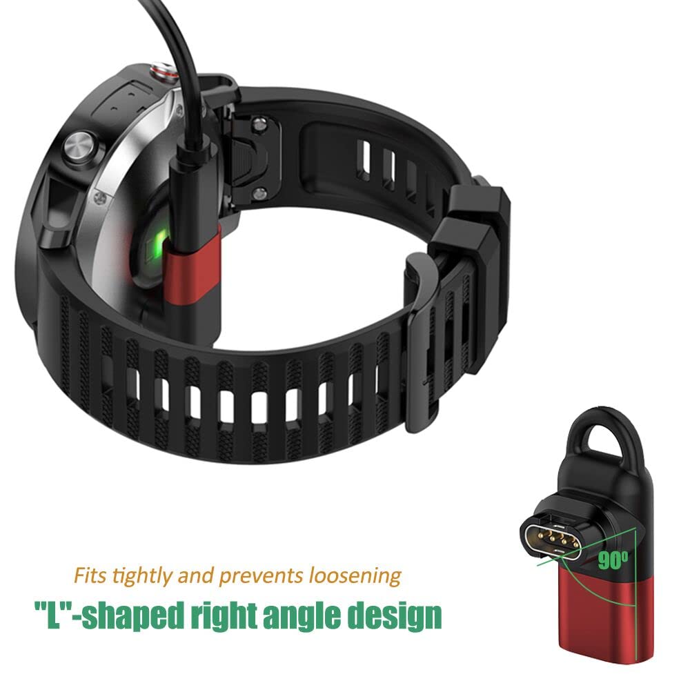 Garmin Watch Charger To 8 Pin Adapter 90 Degrees, Compatible With Garmin Fenix 7/7S/7X/6S/6/6X/5S/5/5X, Instinct 1/2/2S/Tide/Tactical, Forerunner, Vivomove,Vivoactive,Venu Series And More