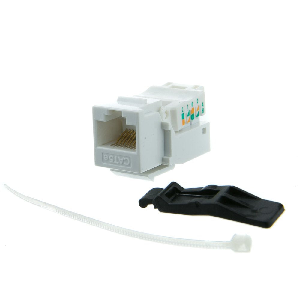 Cablewholesale Cat5E Keystone Jack, Toolless Rj45 Female (Utp) To 110 Punch Down Connector, White