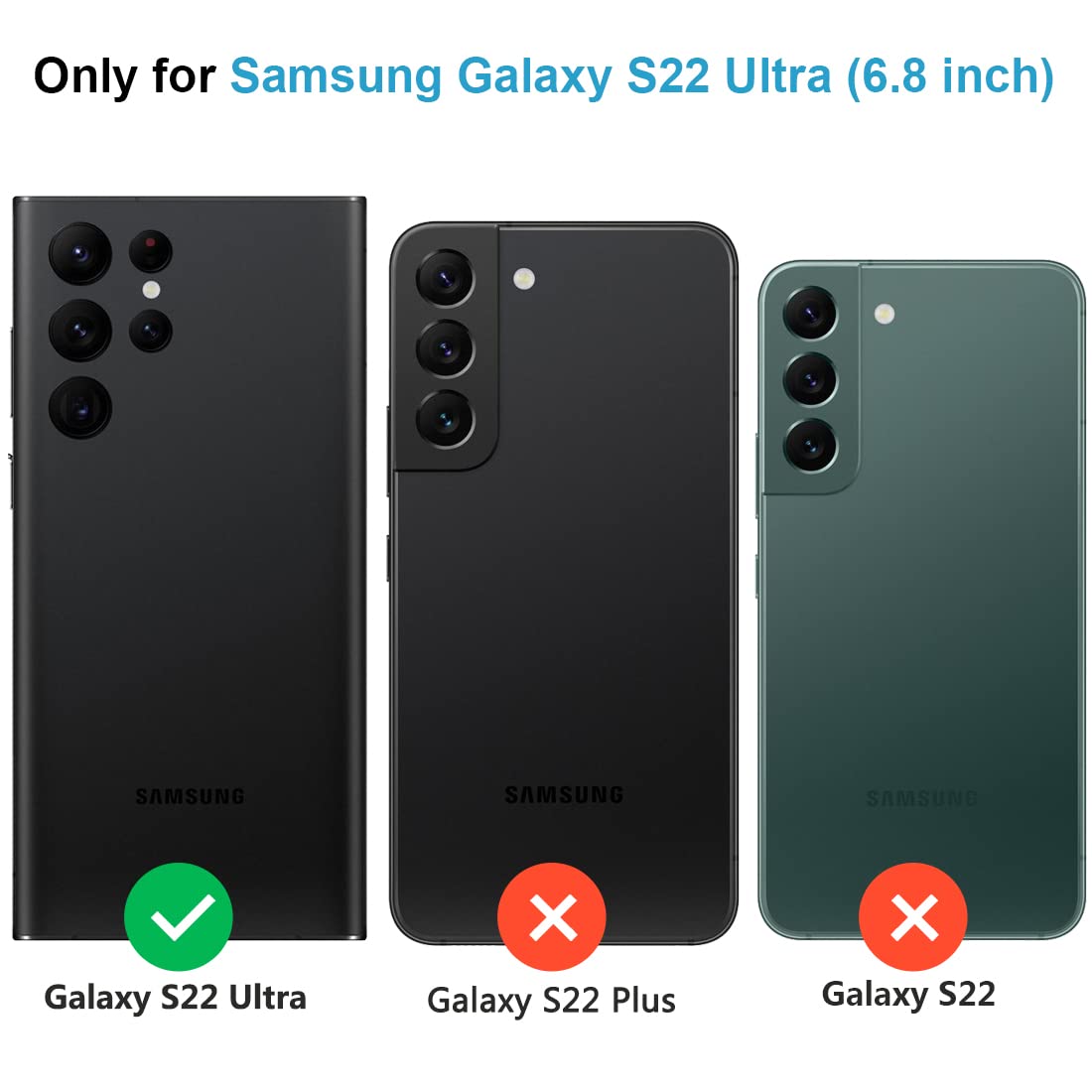 Kezihome Galaxy S22 Ultra Case, Genuine Leather [Rfid Blocking] Samsung S22 Ultra 5G Wallet Case Card Slot Flip Magnetic Stand P