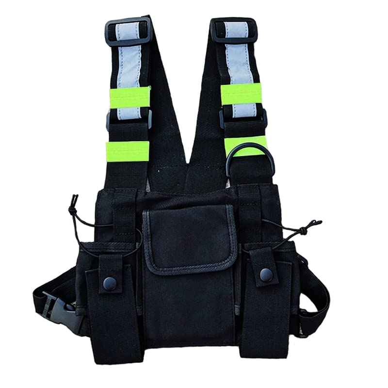 Irisfly Radio Chest Harness Holder Vest Rig, Walkie Talkies Radio Chest Harness With Front Pouches And Zipper Bag