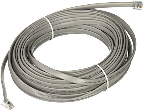 C2G 08115 Rj12 6P6C Straight Modular Cable, Silver (50 Feet, 15.24 Meters)