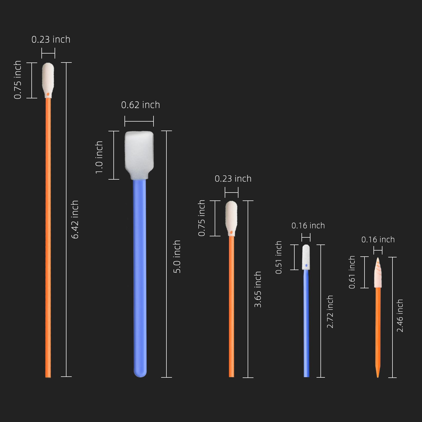 Wellgler'S Foam Cleaning Swab,For Electronics, Camera, Optical Lens Cleaning And Clean Inkjet Printer (200Pcs Orange)