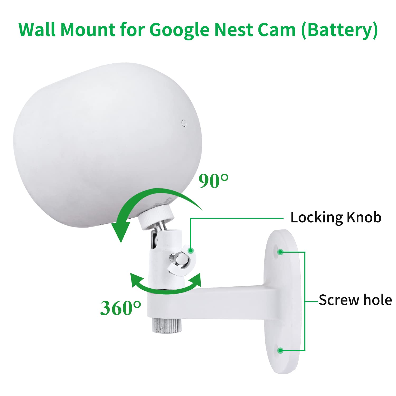 Wochel 2Pack Adjustable Security Wall Mount Bracket For Google Nest Cam Outdoor Or Indoor, Battery, Perfect View Angle For Your
