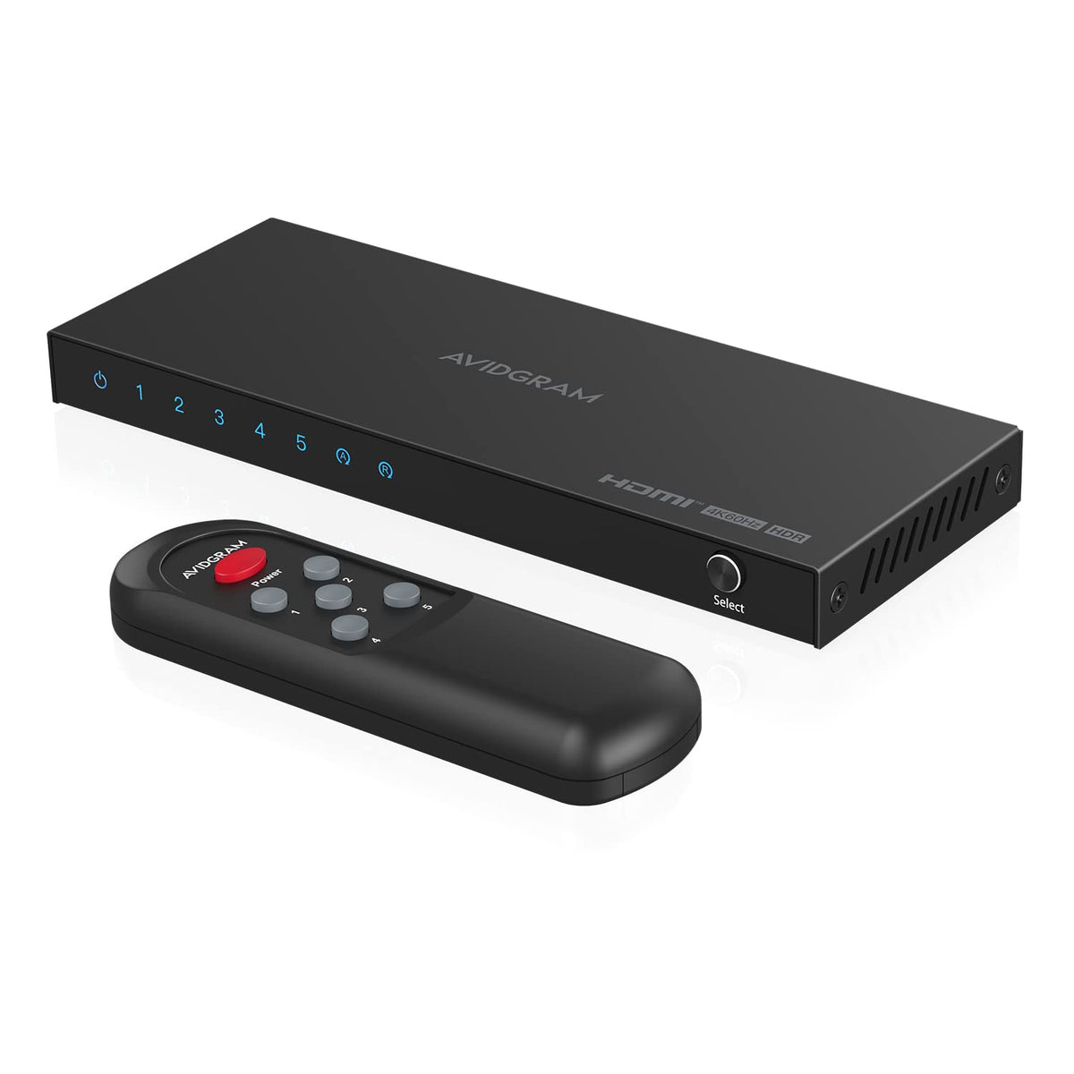Hdmi Switch 4K 60Hz, Avidgram Hdmi 2.0 Switcher 5 In 1 Out, 5 Port Hdmi Selector Box With Ir Remote Control Support Hdcp 2.2 Hdr