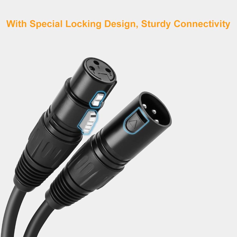 Cablecreation Xlr Cable, [2 Pack] 3 Ft Xlr Male To Xlr Female Balanced 3 Pin Microphone Cable, Black