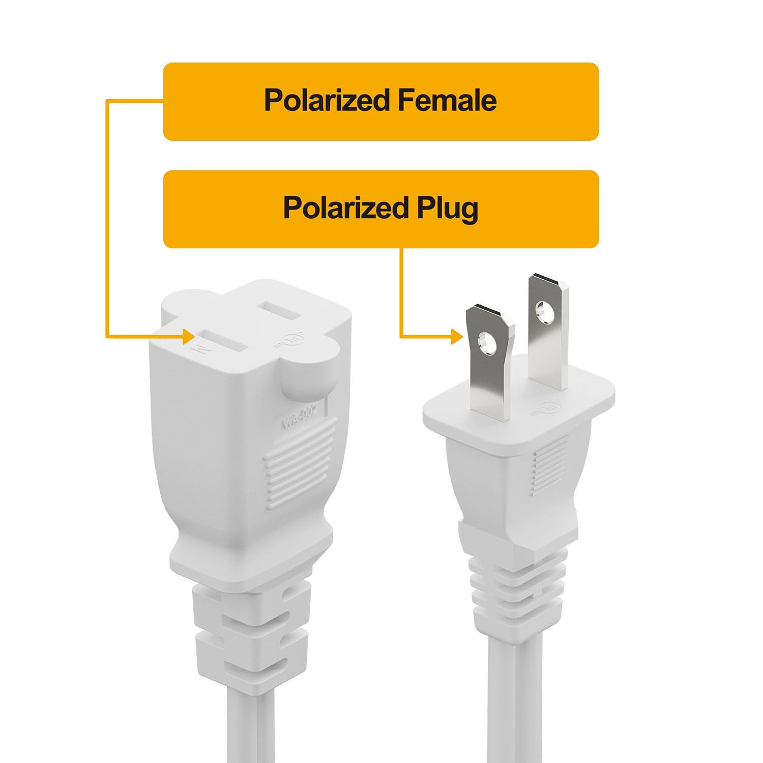 On Off Switch Extension Cord [2 Feet], 2 Prong/2 Outlet Polarized Extension Cord With Switch 12A/125V For Your Chargers/Lamp/Pow
