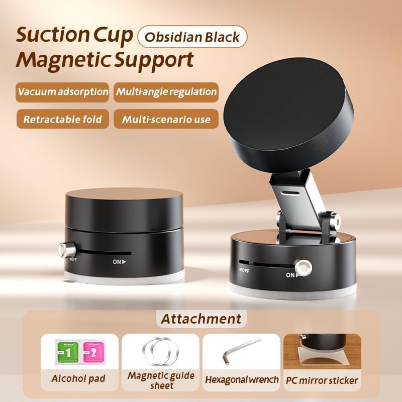 Jssfss Vacuum Magnetic Suction Phone Holder, 2025 New Retractable Strong Suction Cup Magnetic Hands-Free Car Cellphone Mount Fol