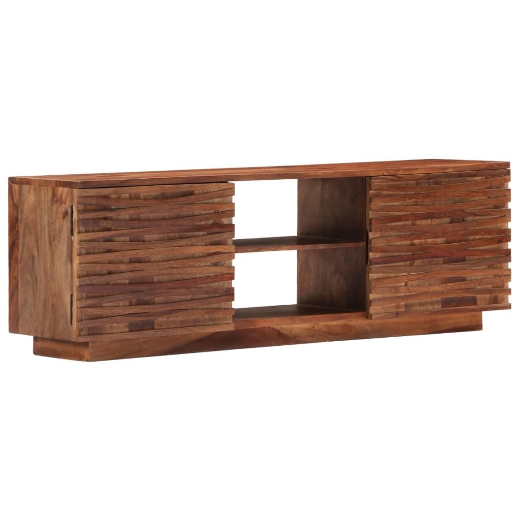Vidaxl Solid Sheesham Wood Tv Stand With 2 Cabinets, 2 Compartments  Natural Look, Durable, Handmade, Polished & Lacquered  47