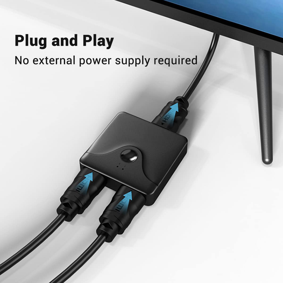 Hdmi Switch 4K@60Hz Splitter, Aluminum Hdmi 2.0 Switcher 2 In 1 Out, Hdmi Splitter 1 In 2 Out, Bi Directional Switch Support 4K