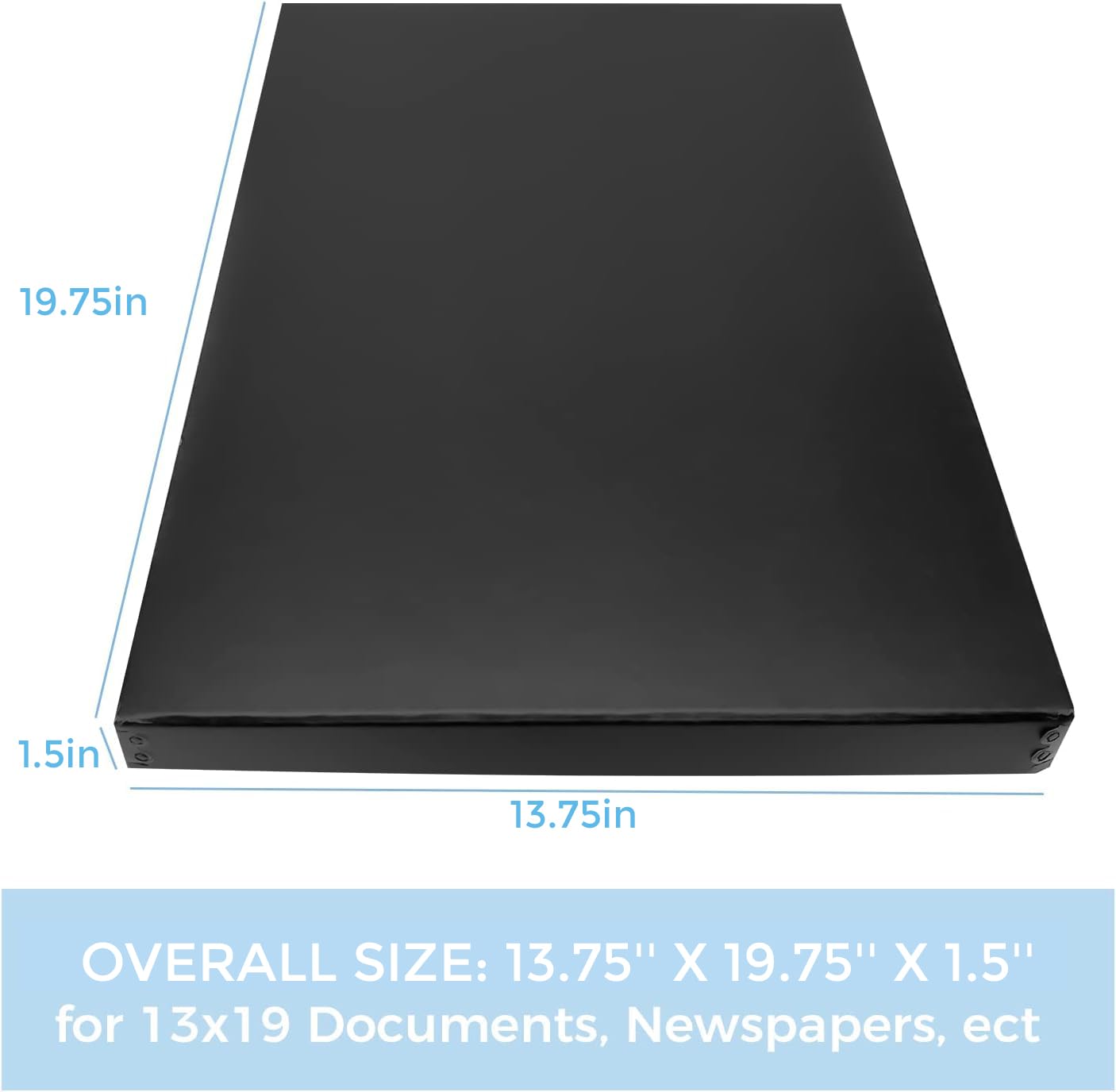 Lineco Museum Archival Storage Box, 13.75X19.75X1.5 In. Drop Front Design. Acid Free With Metal Edge. Organize Photos, Pictures, Prints, Documents, Crafts, Diy. Black, 1 Pack